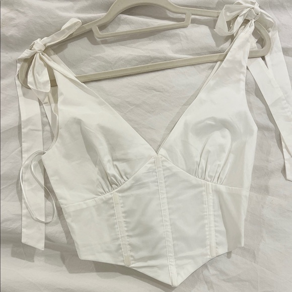 Mable Tops - Elegant White Tie-Shoulder Tank Top